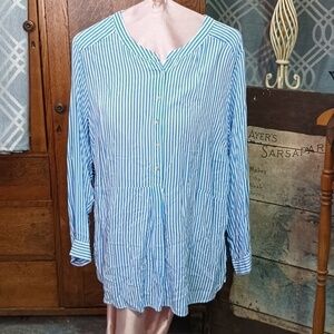 (L31) blue striped tunic 3X